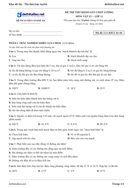 Trang 1 của đề L11-KSCL-01-04