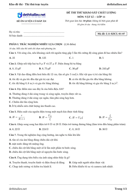 Trang 1 của đề L11-KSCL-01-07