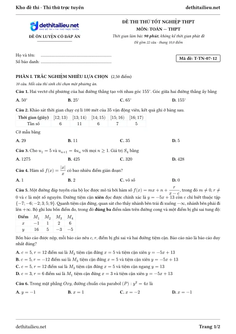 Trang 1 của đề T-TN-07-12