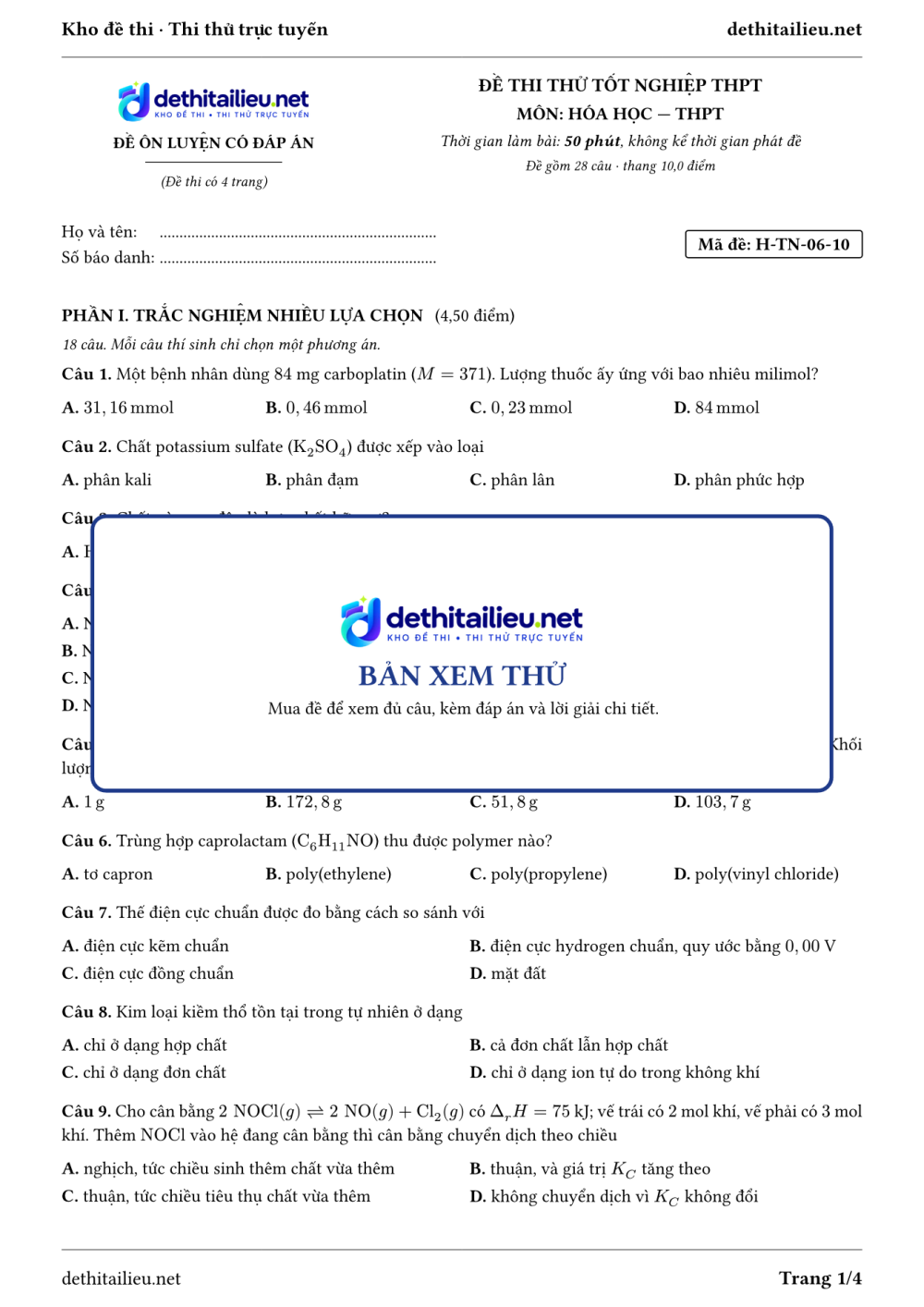 Trang 1 của đề H-TN-06-10