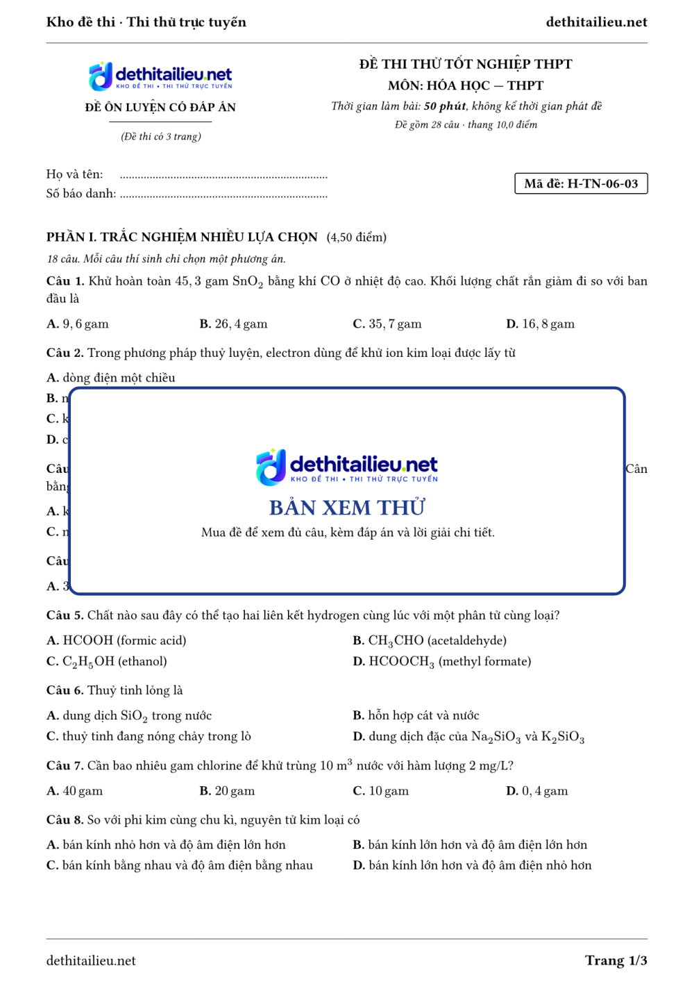 Trang 1 của đề H-TN-06-03