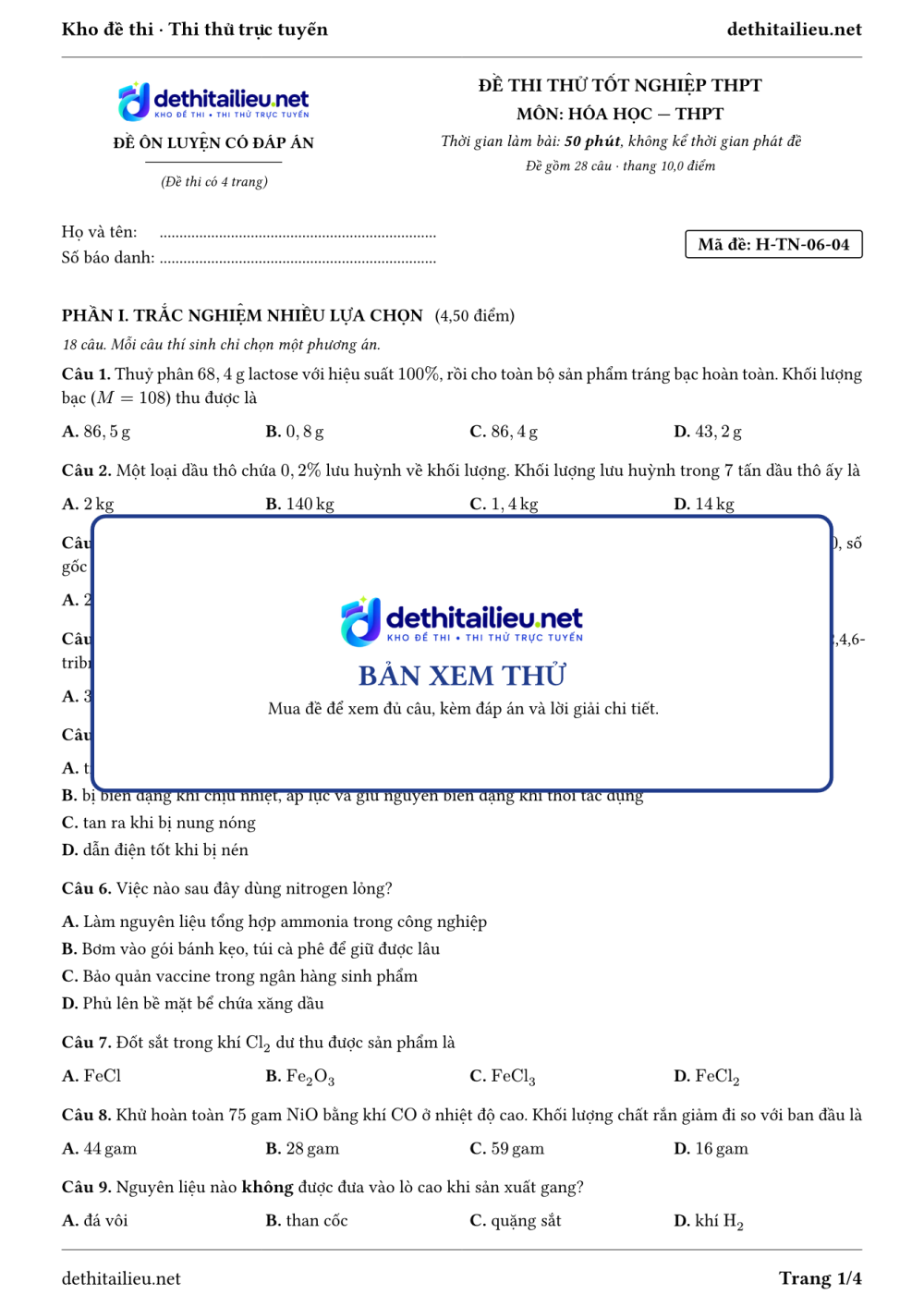 Trang 1 của đề H-TN-06-04