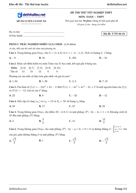 Trang 1 của đề T-TN-06-01