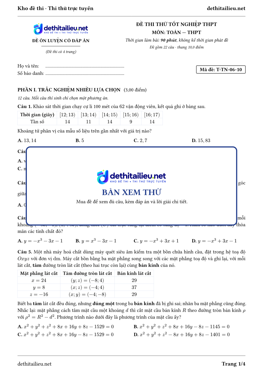 Trang 1 của đề T-TN-06-10