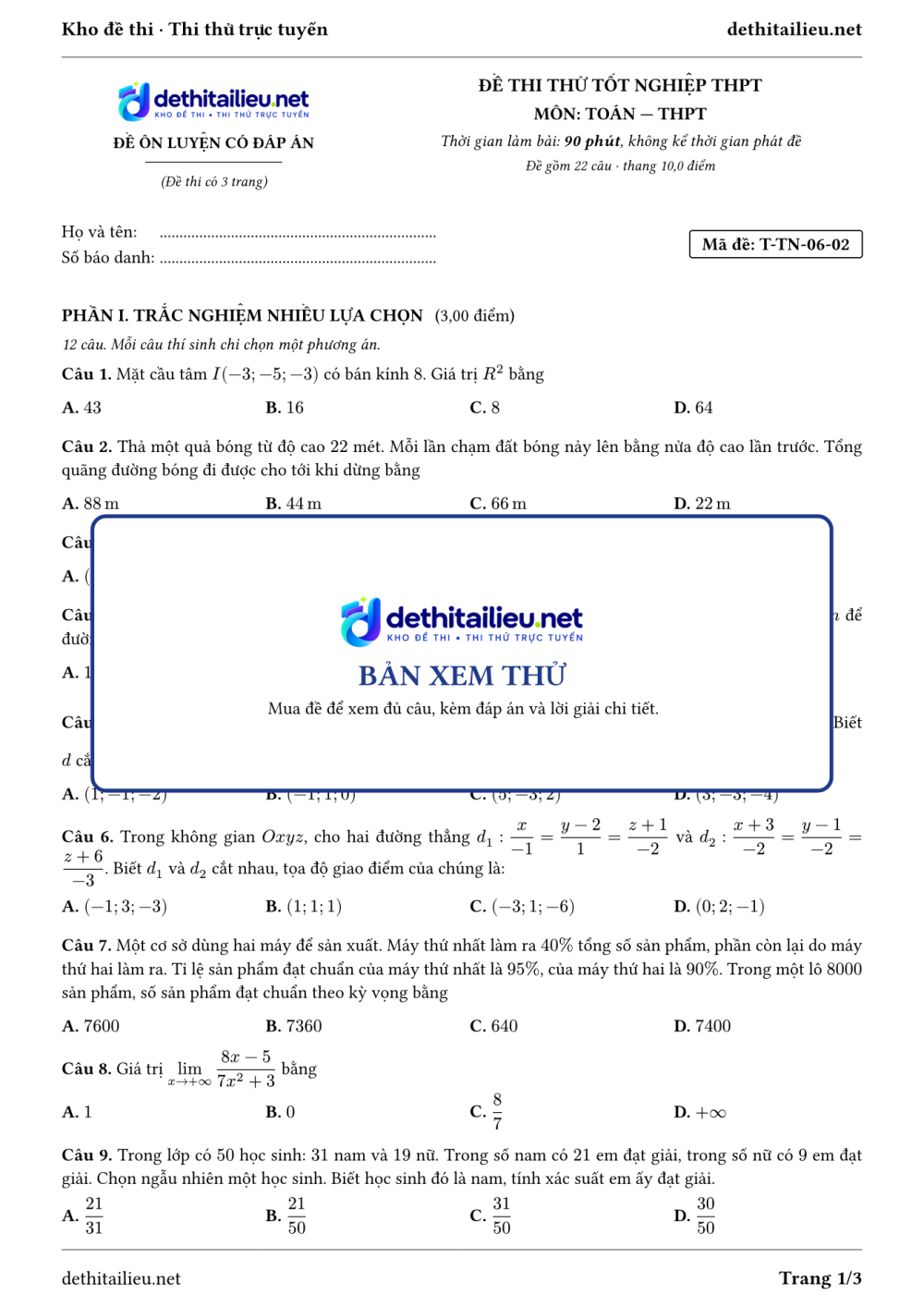 Trang 1 của đề T-TN-06-02