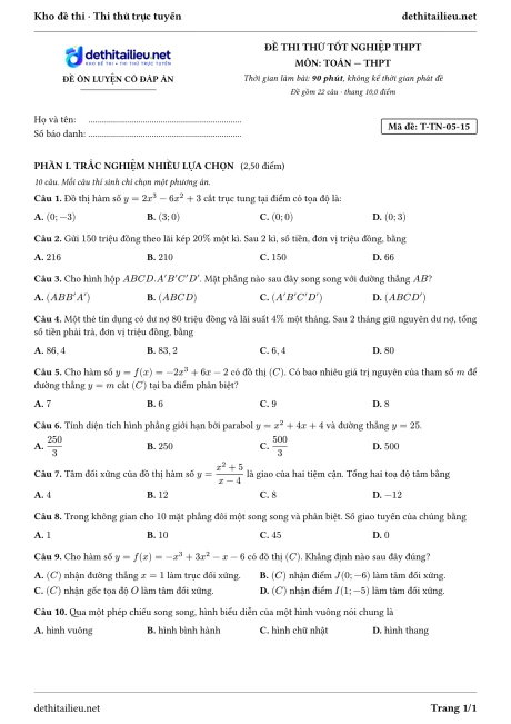 Trang 1 của đề T-TN-05-15