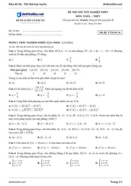Trang 1 của đề T-TN-05-16