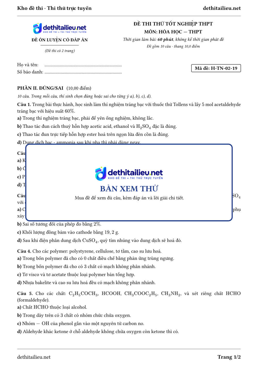 Trang 1 của đề H-TN-02-19