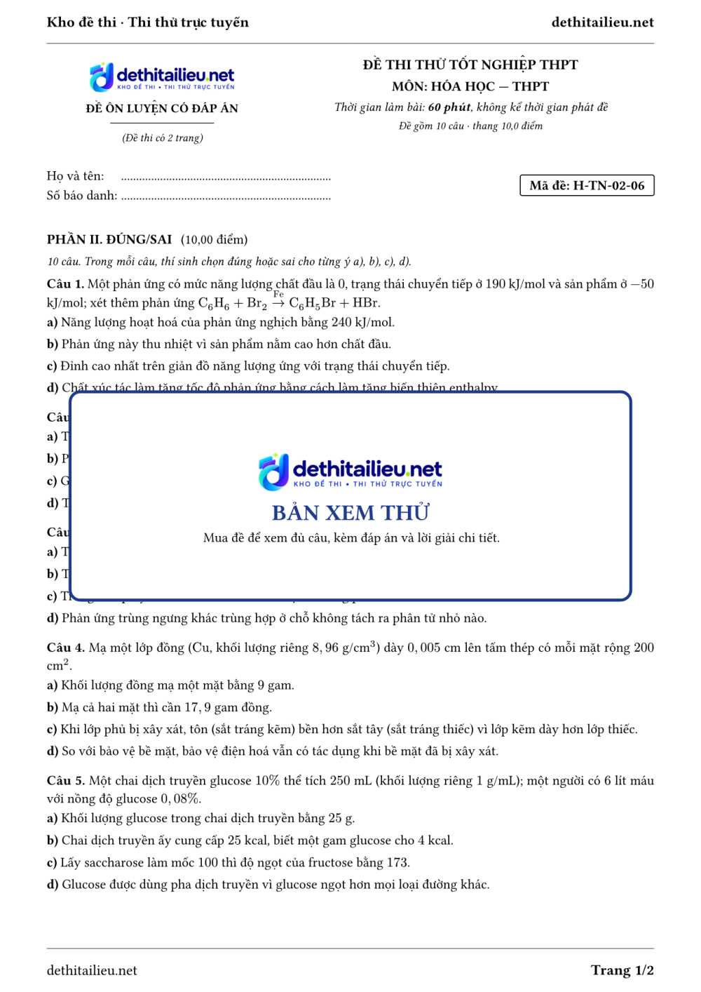 Trang 1 của đề H-TN-02-06