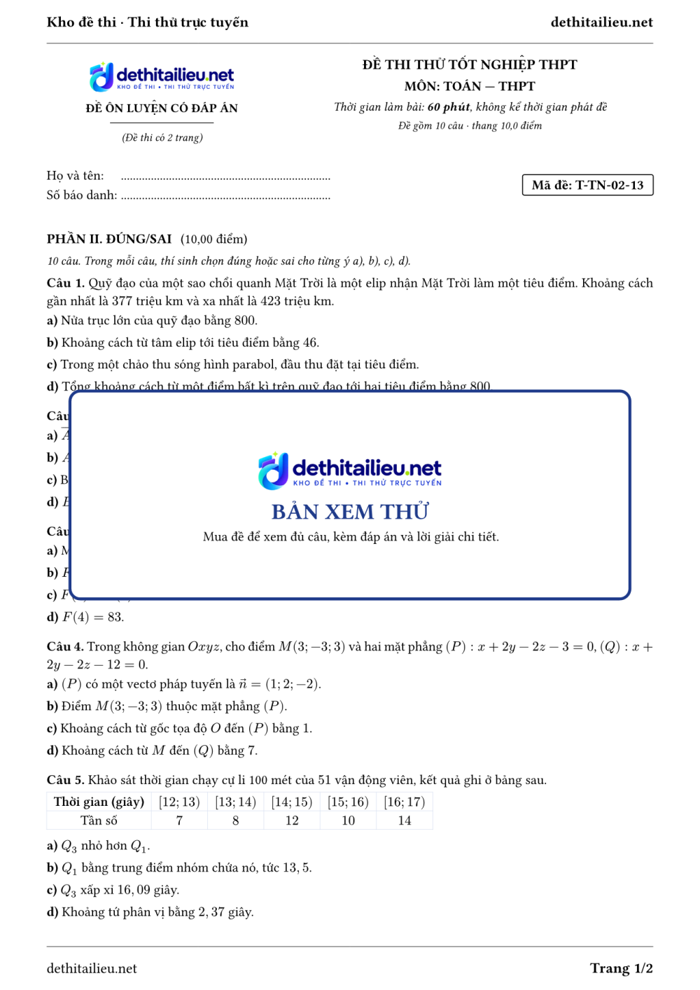 Trang 1 của đề T-TN-02-13