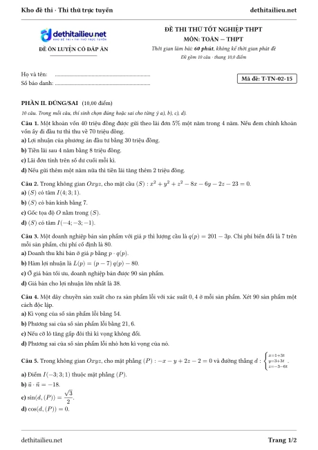 Trang 1 của đề T-TN-02-15
