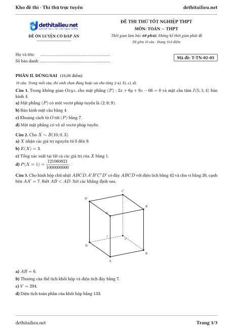 Trang 1 của đề T-TN-02-05