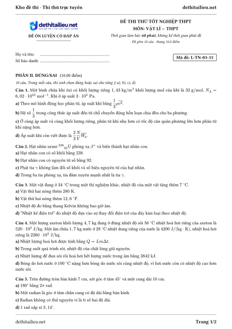 Trang 1 của đề L-TN-03-15