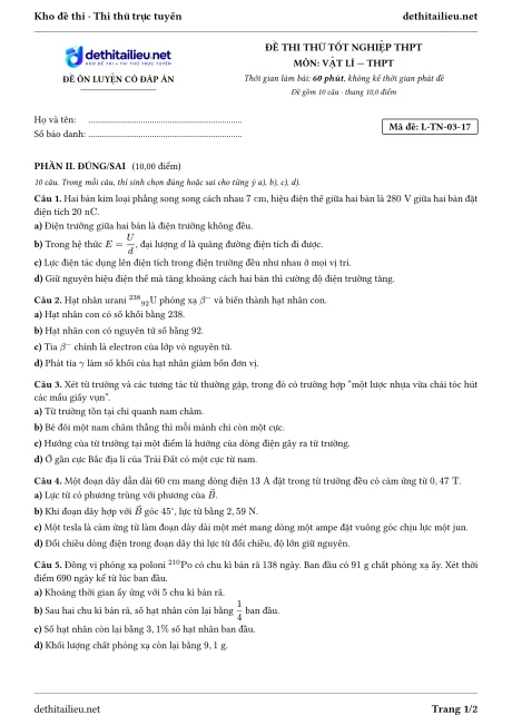 Trang 1 của đề L-TN-03-17