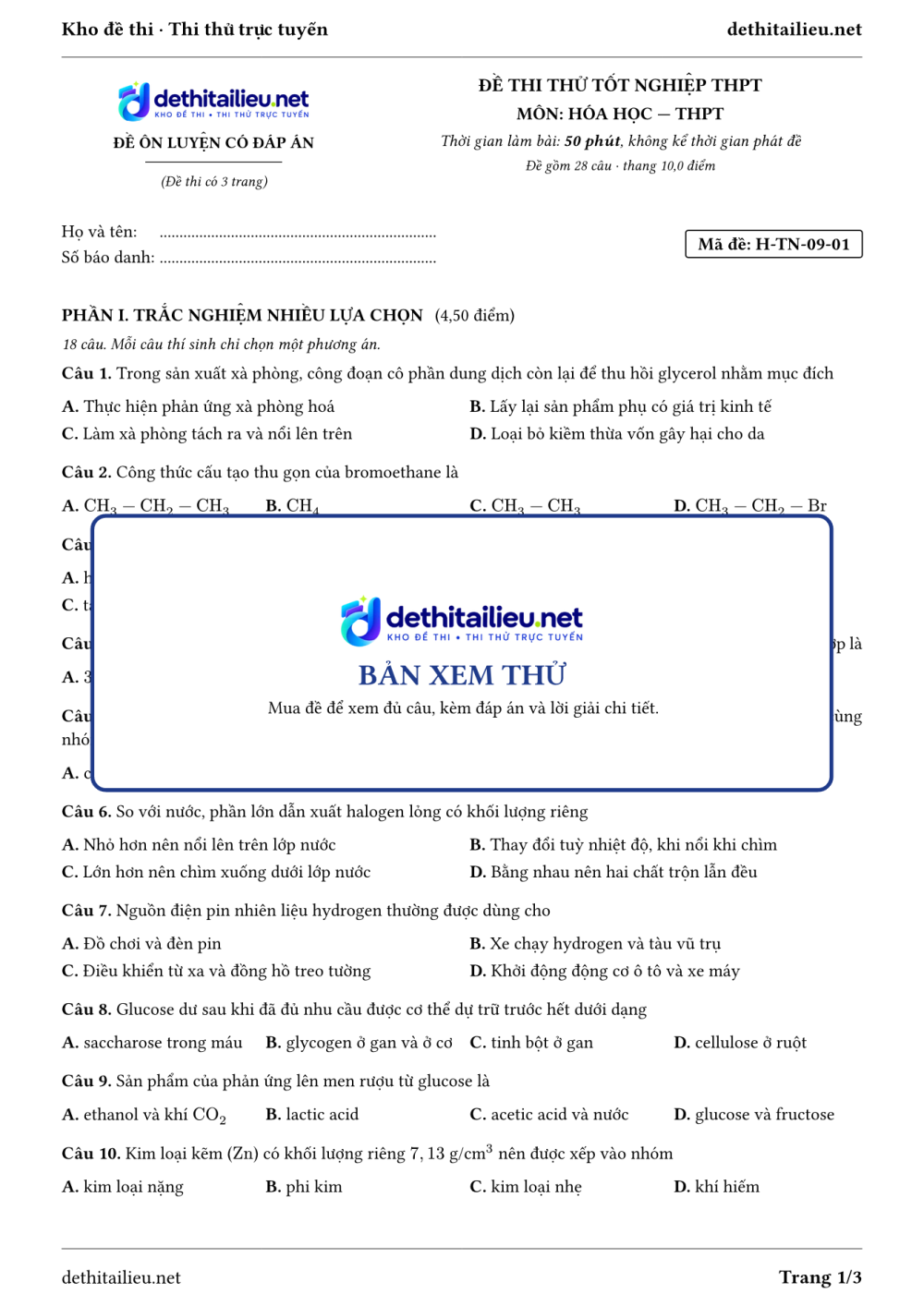 Trang 1 của đề H-TN-09-01