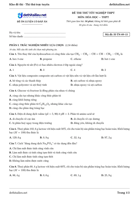 Trang 1 của đề H-TN-09-15
