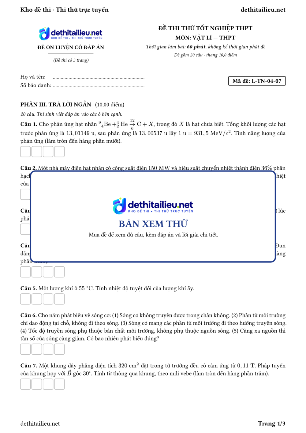 Trang 1 của đề L-TN-04-07