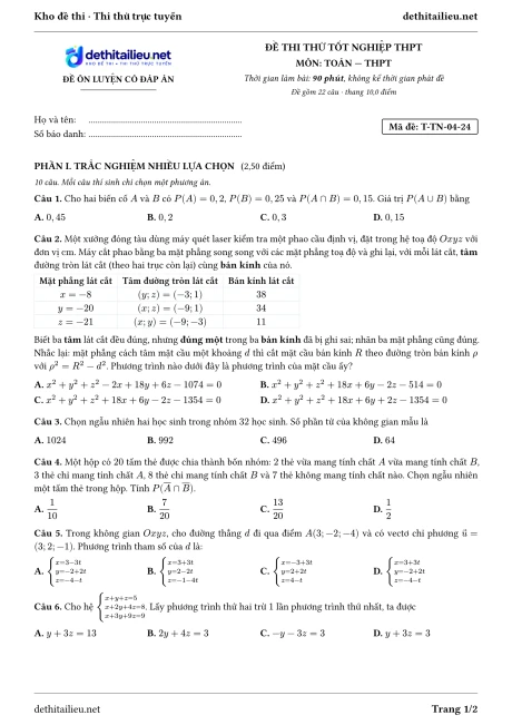 Trang 1 của đề T-TN-04-24