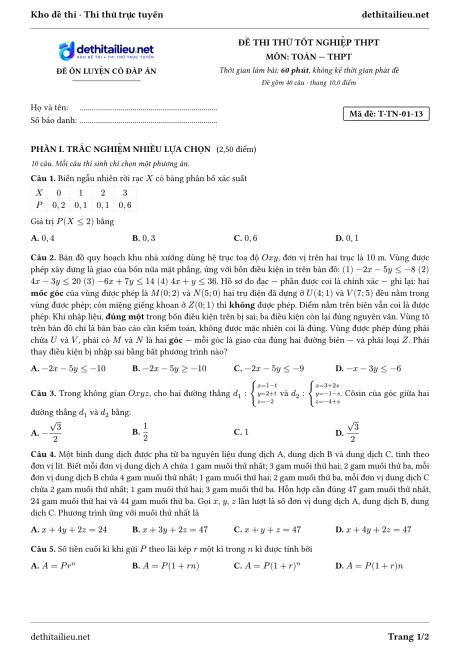 Trang 1 của đề T-TN-01-13