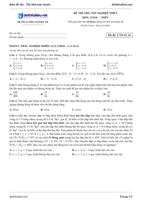 Trang 1 của đề T-TN-01-18