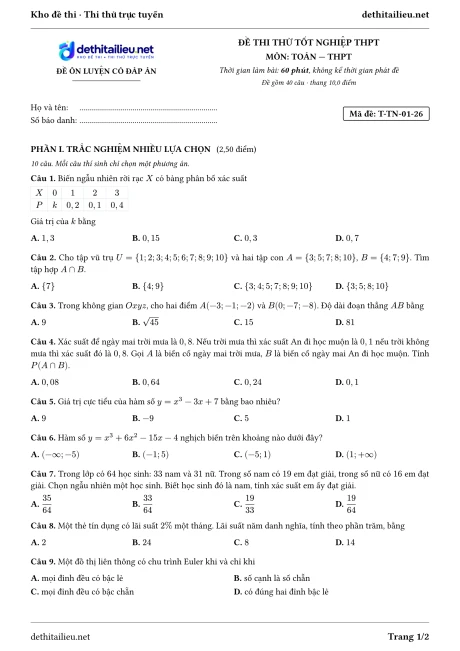 Trang 1 của đề T-TN-01-26