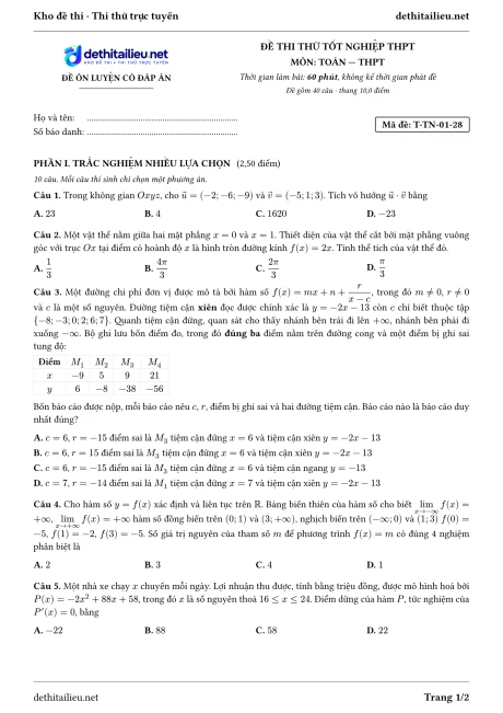 Trang 1 của đề T-TN-01-28