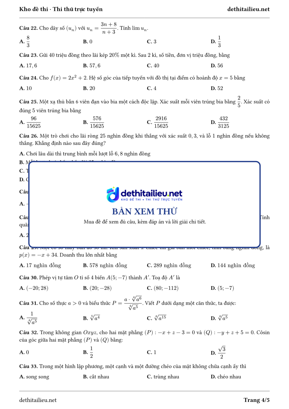 Trang 4 của đề T-TN-01-05