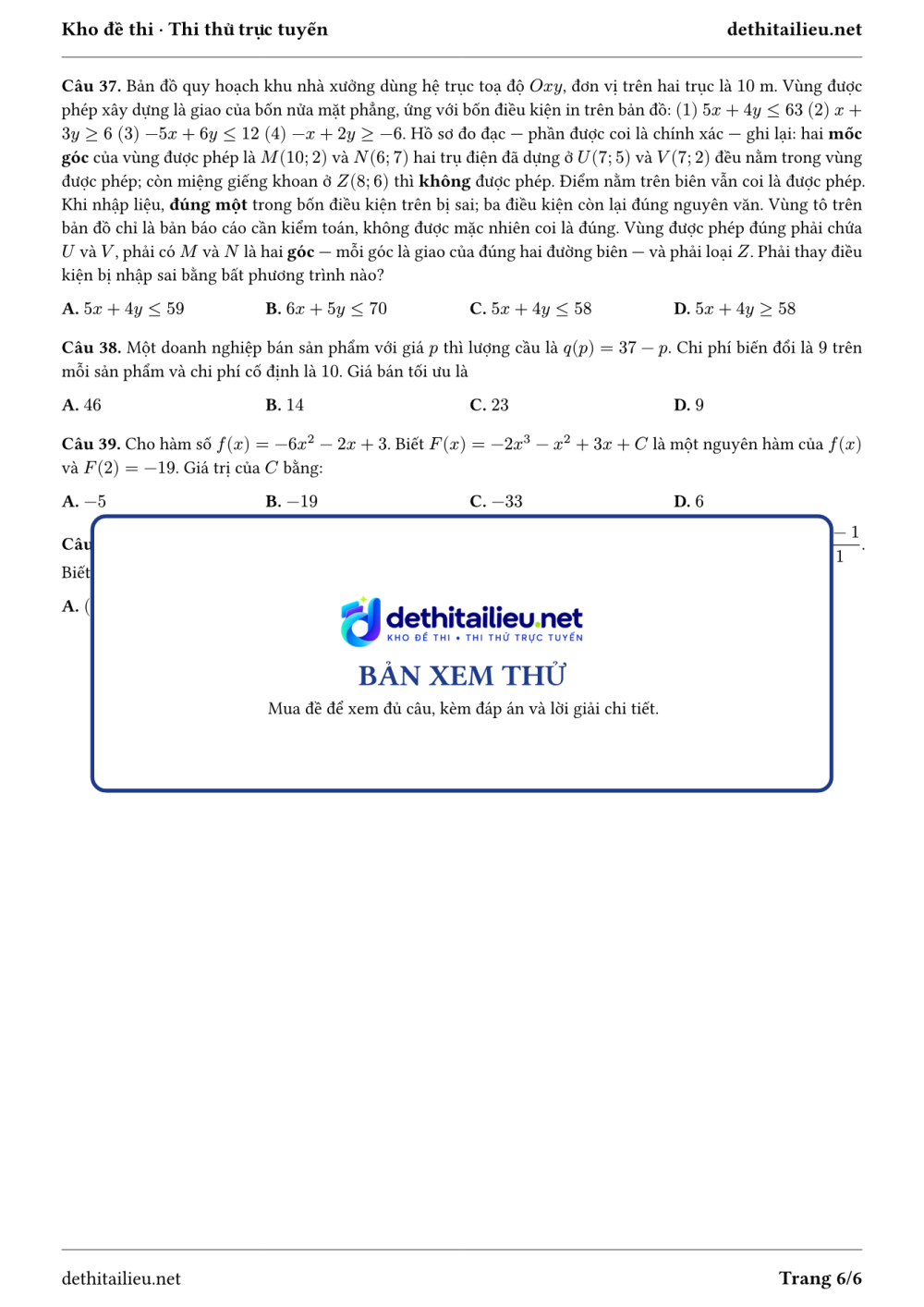 Trang 6 của đề T-TN-01-09