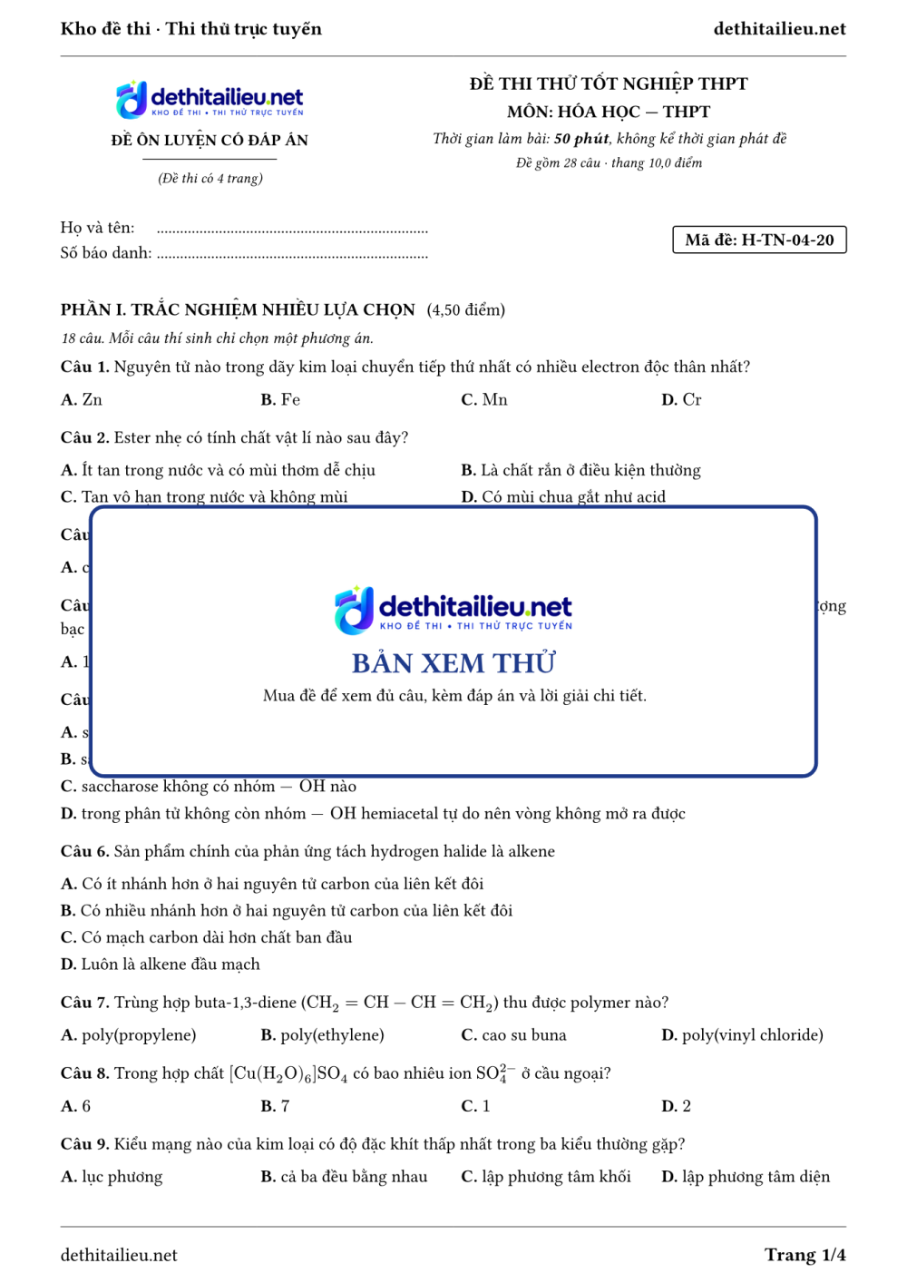 Trang 1 của đề H-TN-04-20