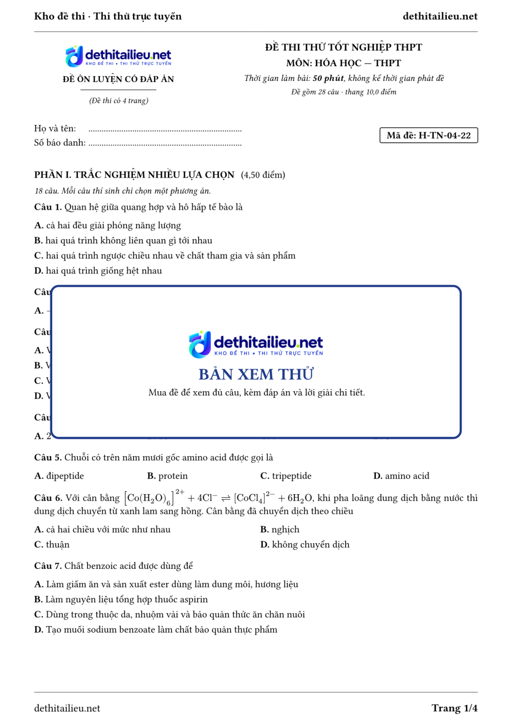 Trang 1 của đề H-TN-04-22