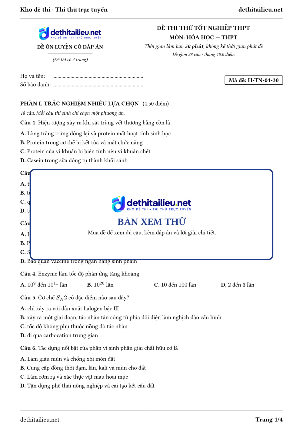 Trang 1 của đề H-TN-04-30