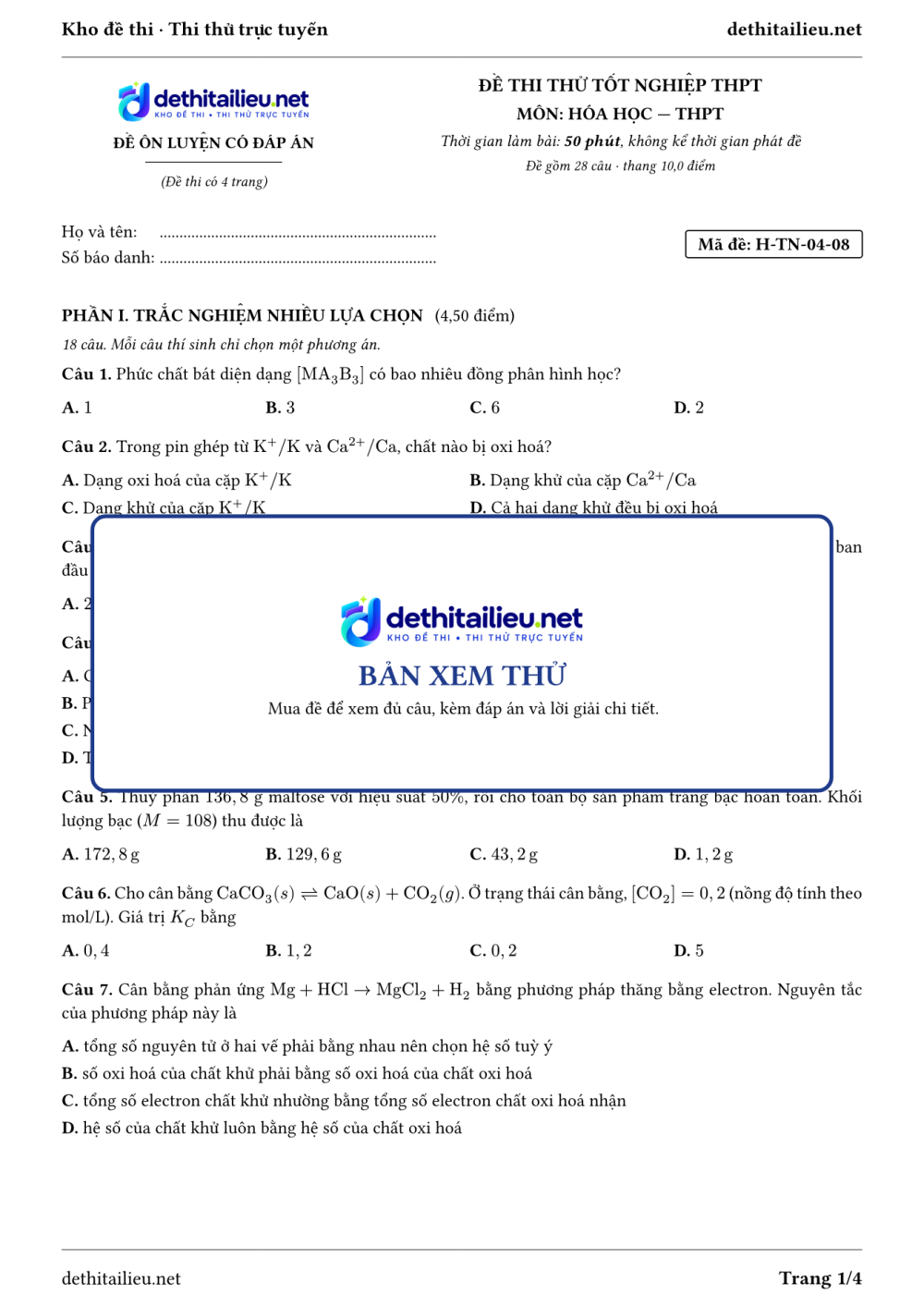 Trang 1 của đề H-TN-04-08