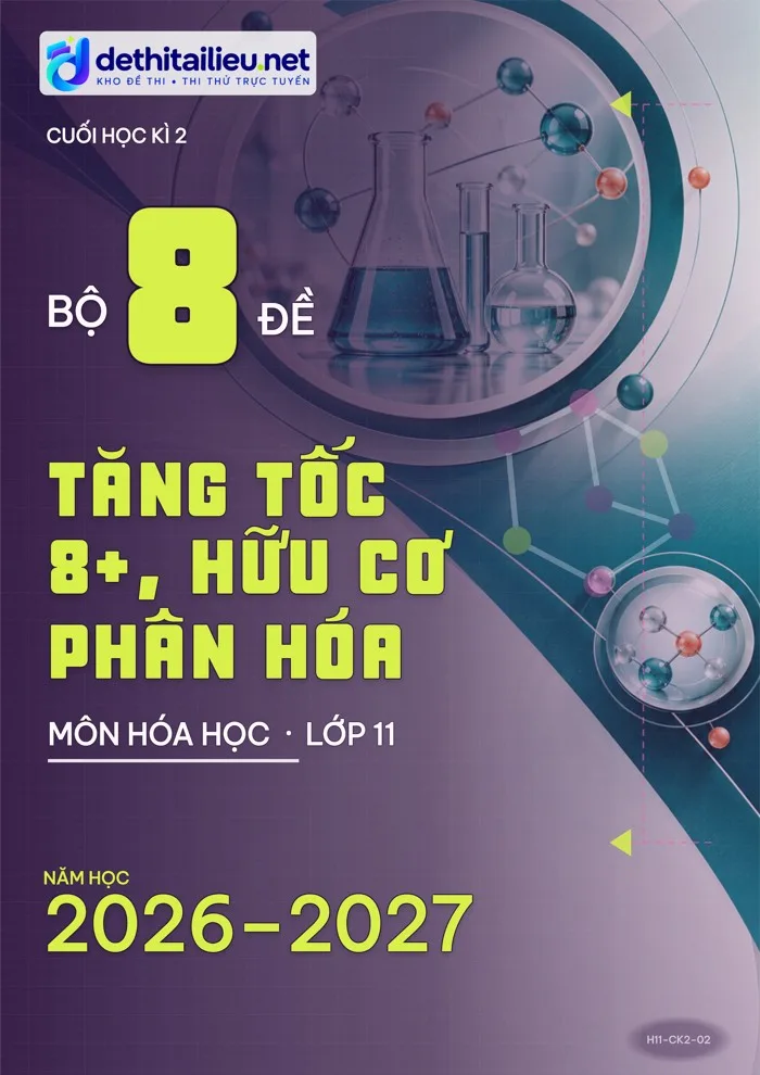Bìa Bộ 8 đề tăng tốc 8+, hữu cơ phân hóa