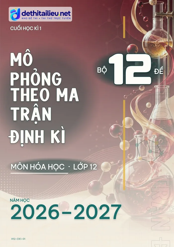 Bìa Bộ 12 đề mô phỏng theo ma trận định kì