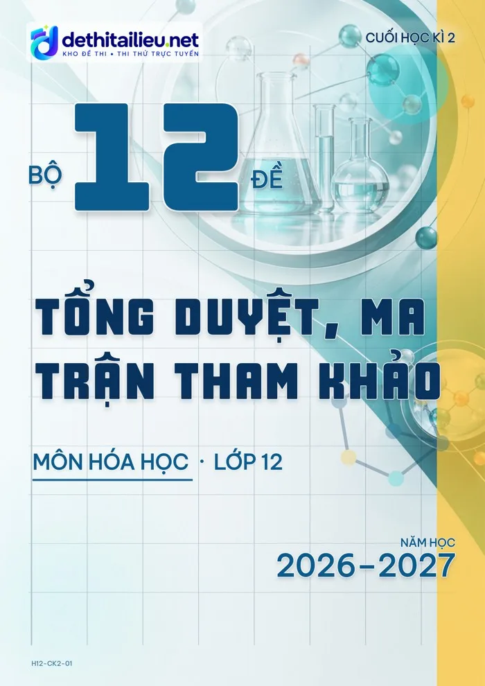 Bìa Bộ 12 đề tổng duyệt, ma trận tham khảo